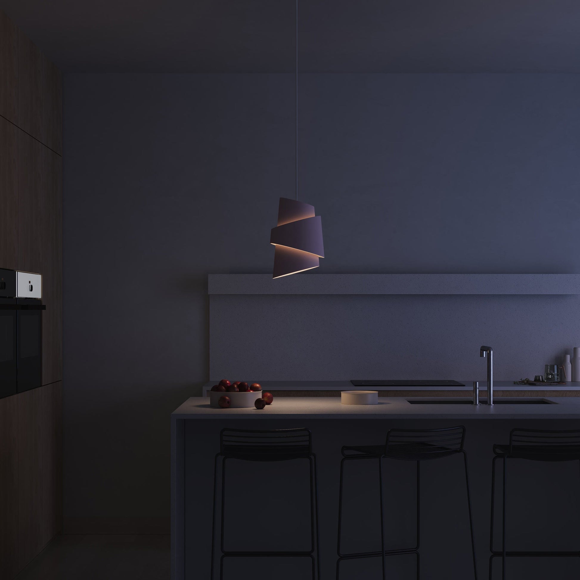 Croissant Pendant Light in kitchen.