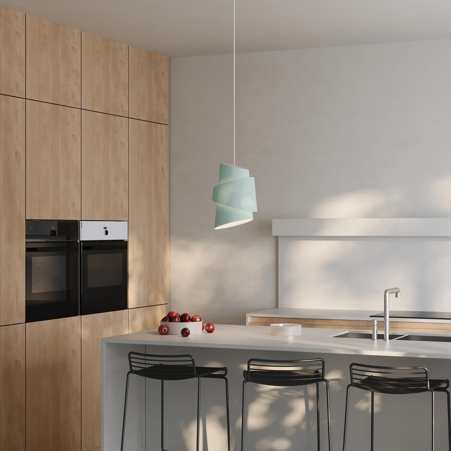 Croissant Pendant Light in kitchen.