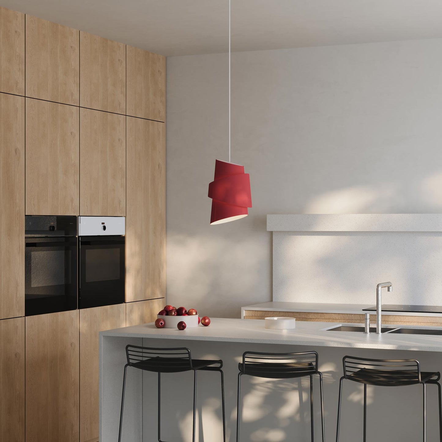 Croissant Pendant Light in kitchen.