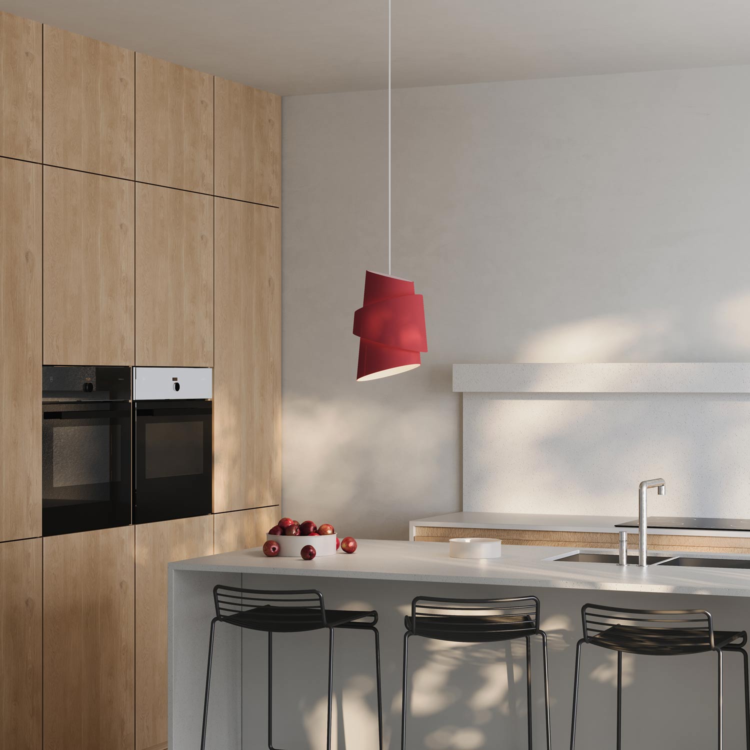 Croissant Pendant Light in kitchen.