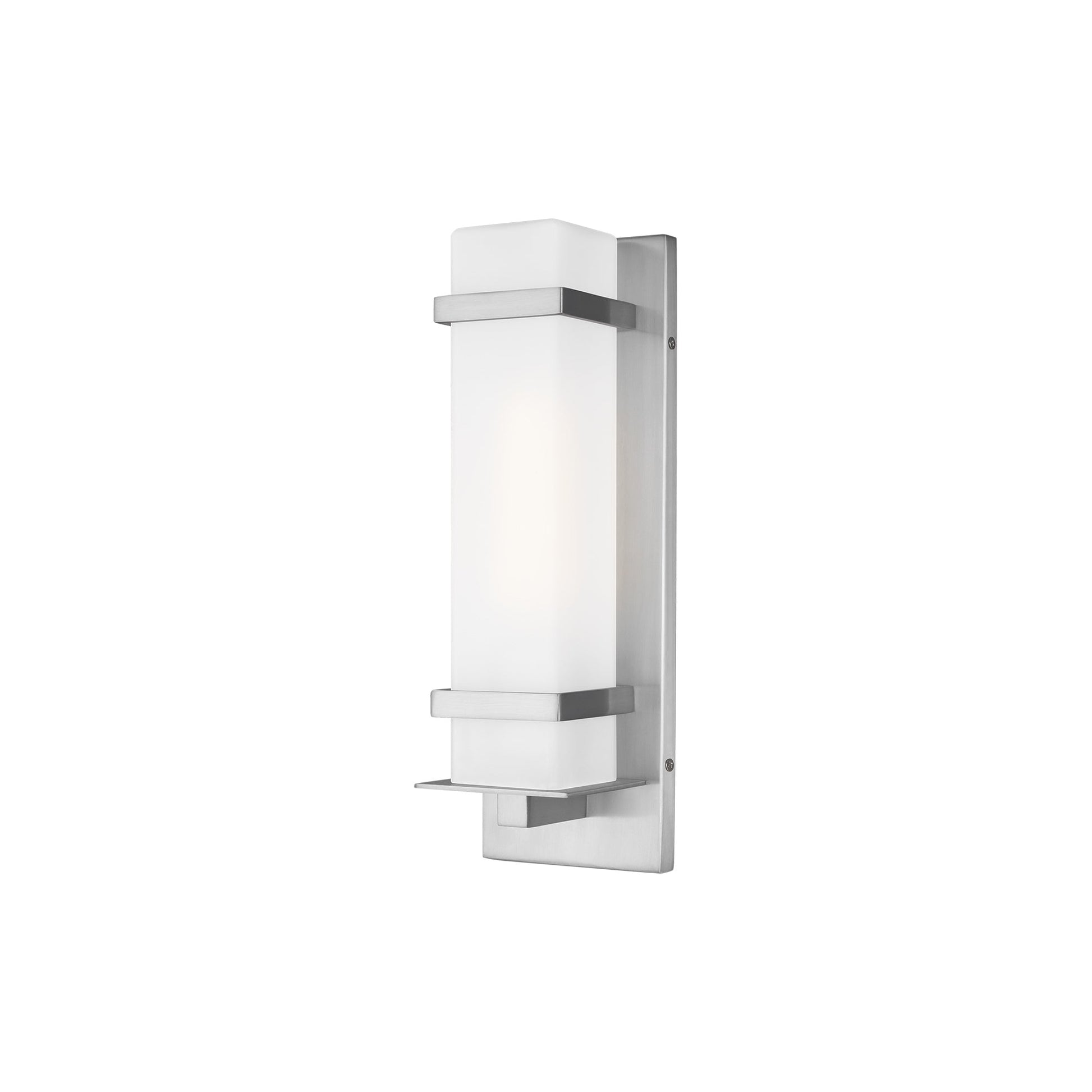 Alban Outdoor Square Wall Light in Satin Aluminum (Small).