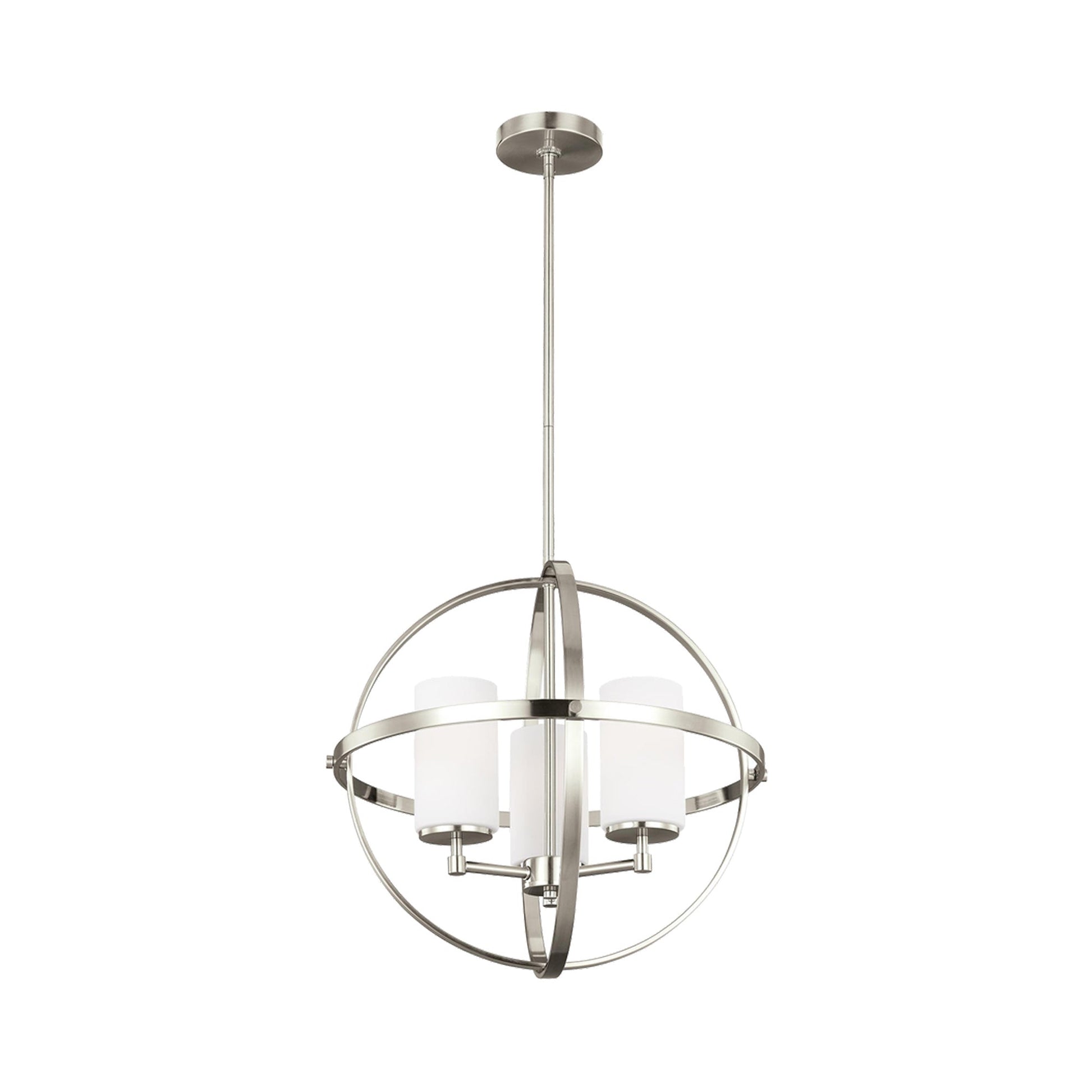 Alturas Chandelier in Brushed Nickel/Etched Glass (3-Light).