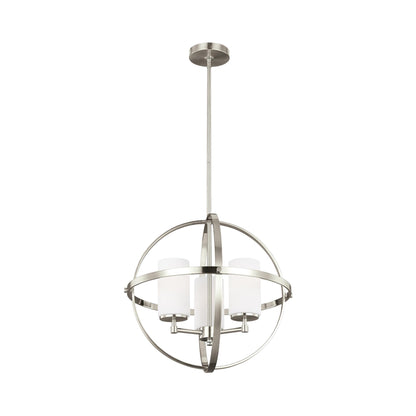 Alturas Chandelier in Brushed Nickel/Etched Glass (3-Light).