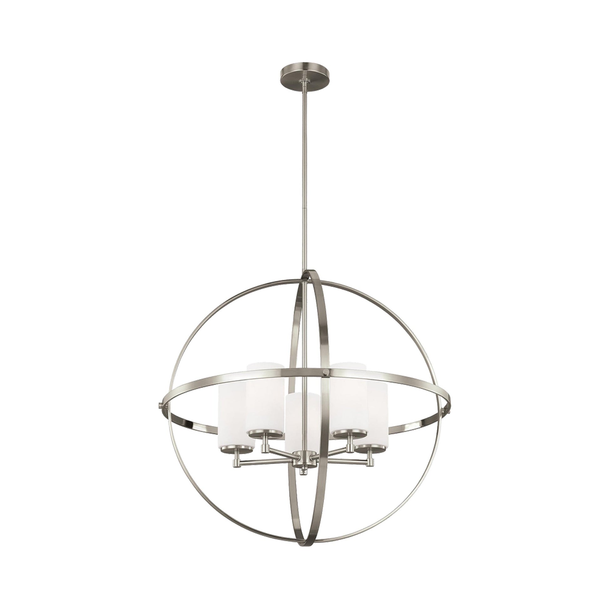 Alturas Chandelier in Brushed Nickel/Etched Glass (5-Light).