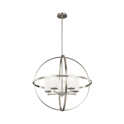 Alturas Chandelier in Brushed Nickel/Etched Glass (5-Light).
