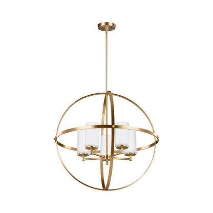 Alturas Chandelier in Satin Brass/Etched Glass (5-Light).