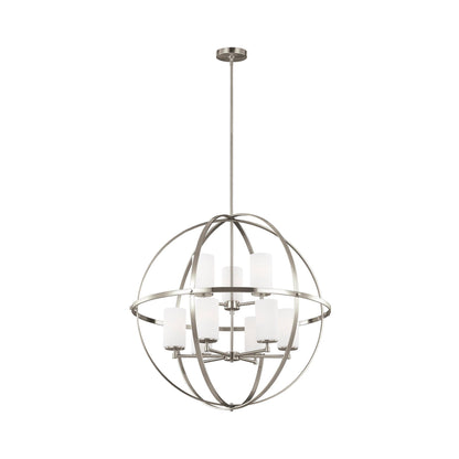 Alturas Chandelier in Brushed Nickel/Etched Glass (9-Light).
