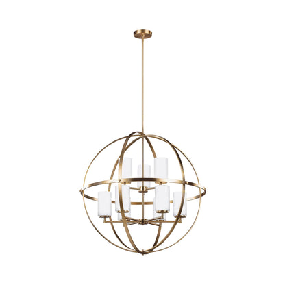 Alturas Chandelier in Satin Brass/Etched Glass (9-Light).
