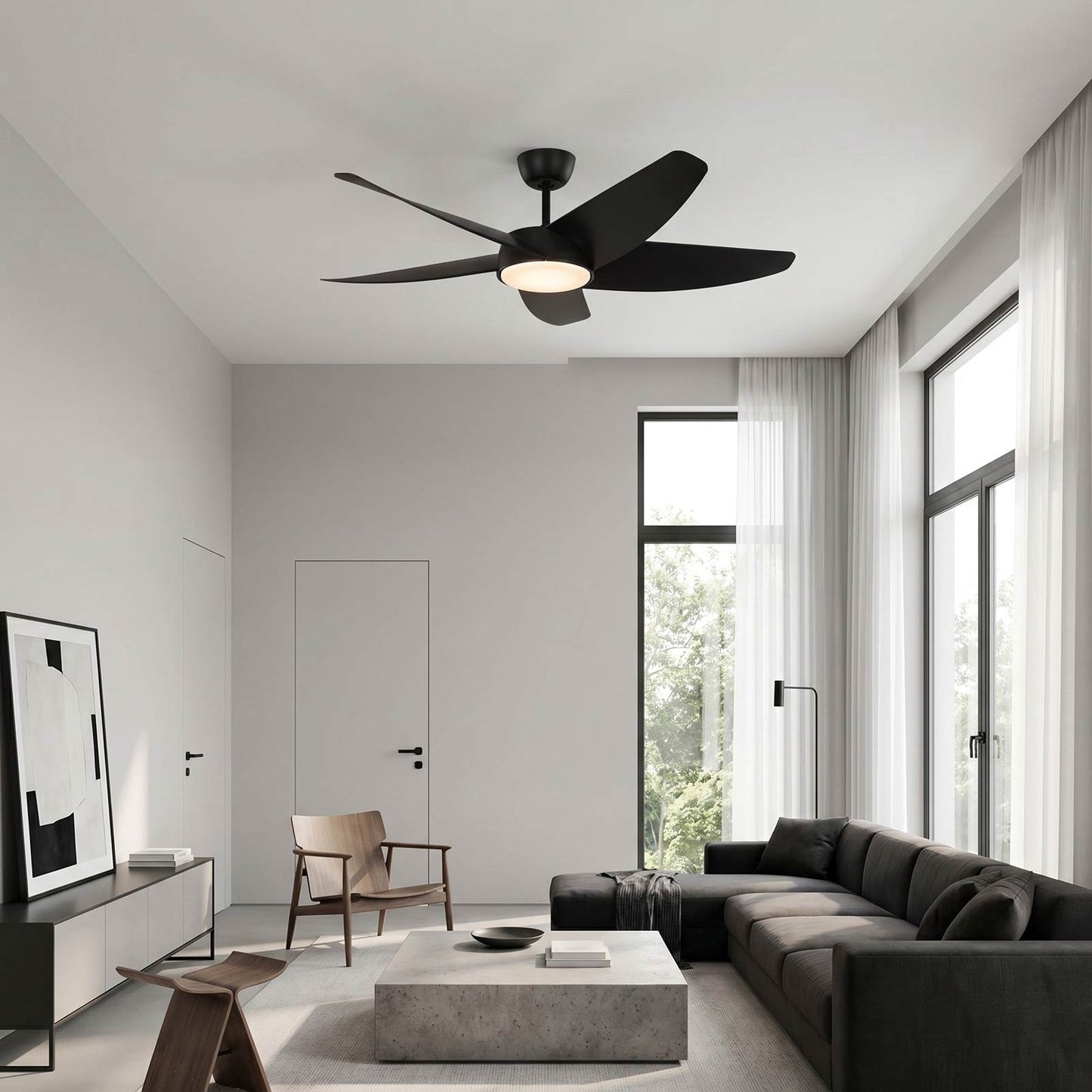 Arkdale Smart LED Ceiling Fan in living room.