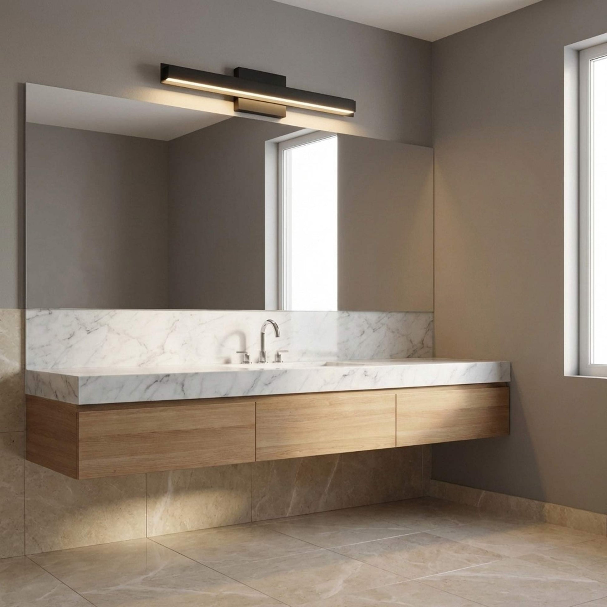 Aro LED Bath Vanity Light in badroom.