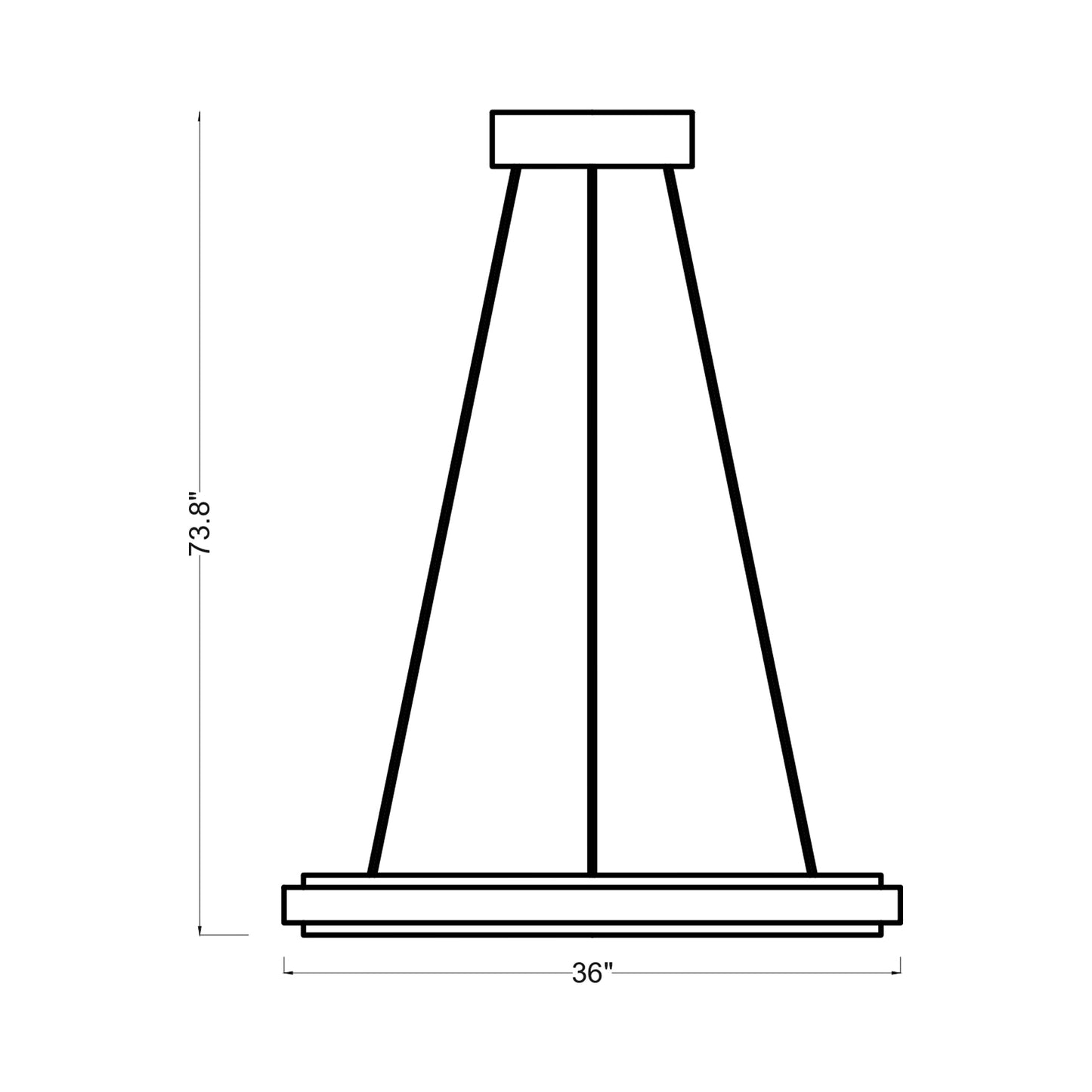 Aro LED Chandelier - line drawing.