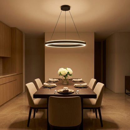Aro LED Chandelier in dining room.