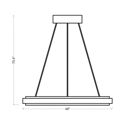 Aro Linear LED Chandelier - line drawing.