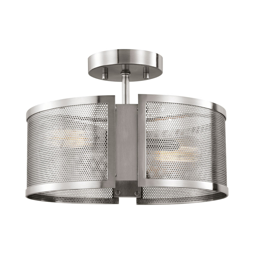 Axel Semi Flush Mount Ceiling Light in Brushed Nickel.