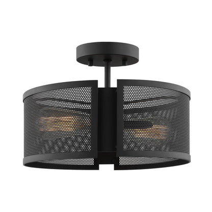 Axel Semi Flush Mount Ceiling Light in Midnight Black.