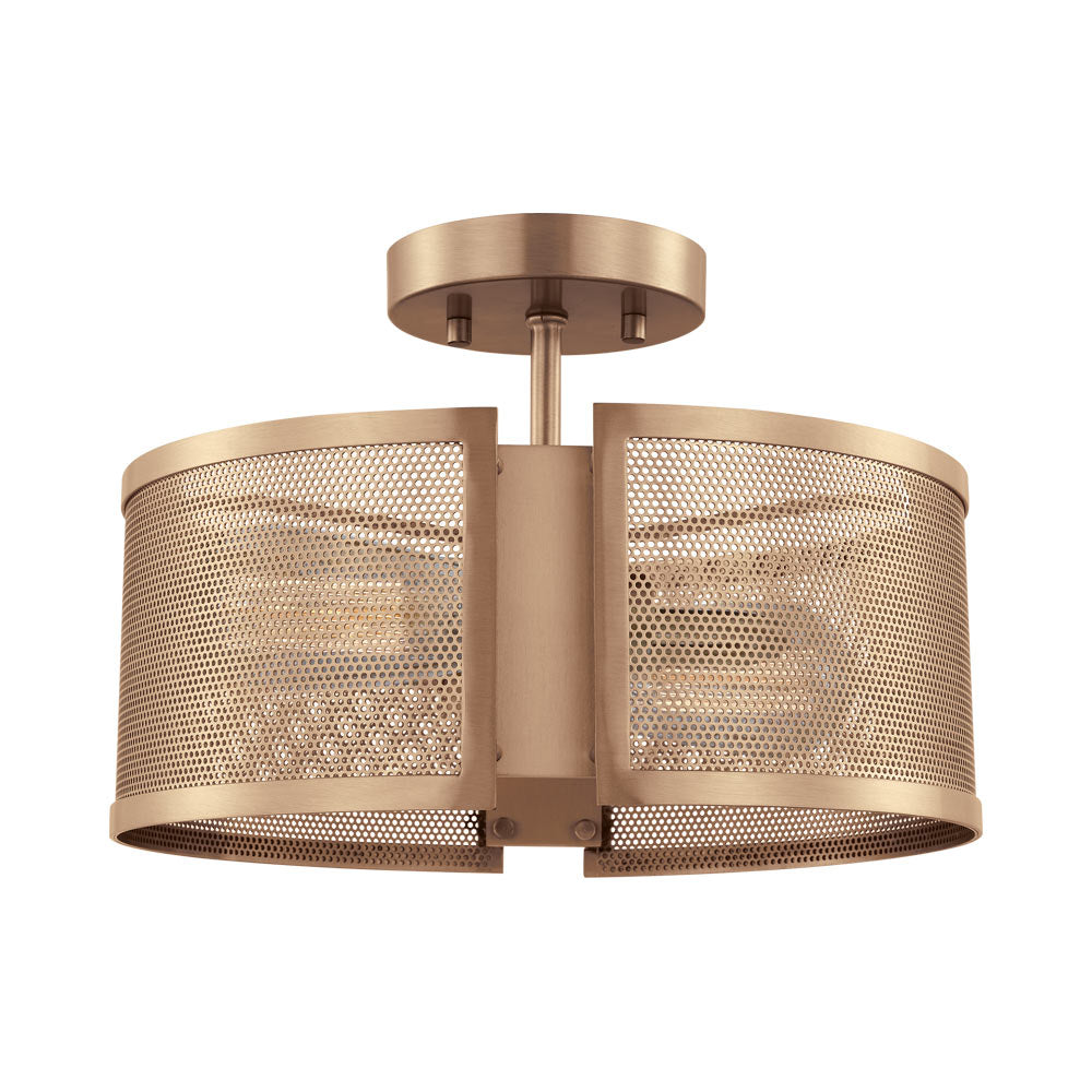 Axel Semi Flush Mount Ceiling Light in Satin Brass.