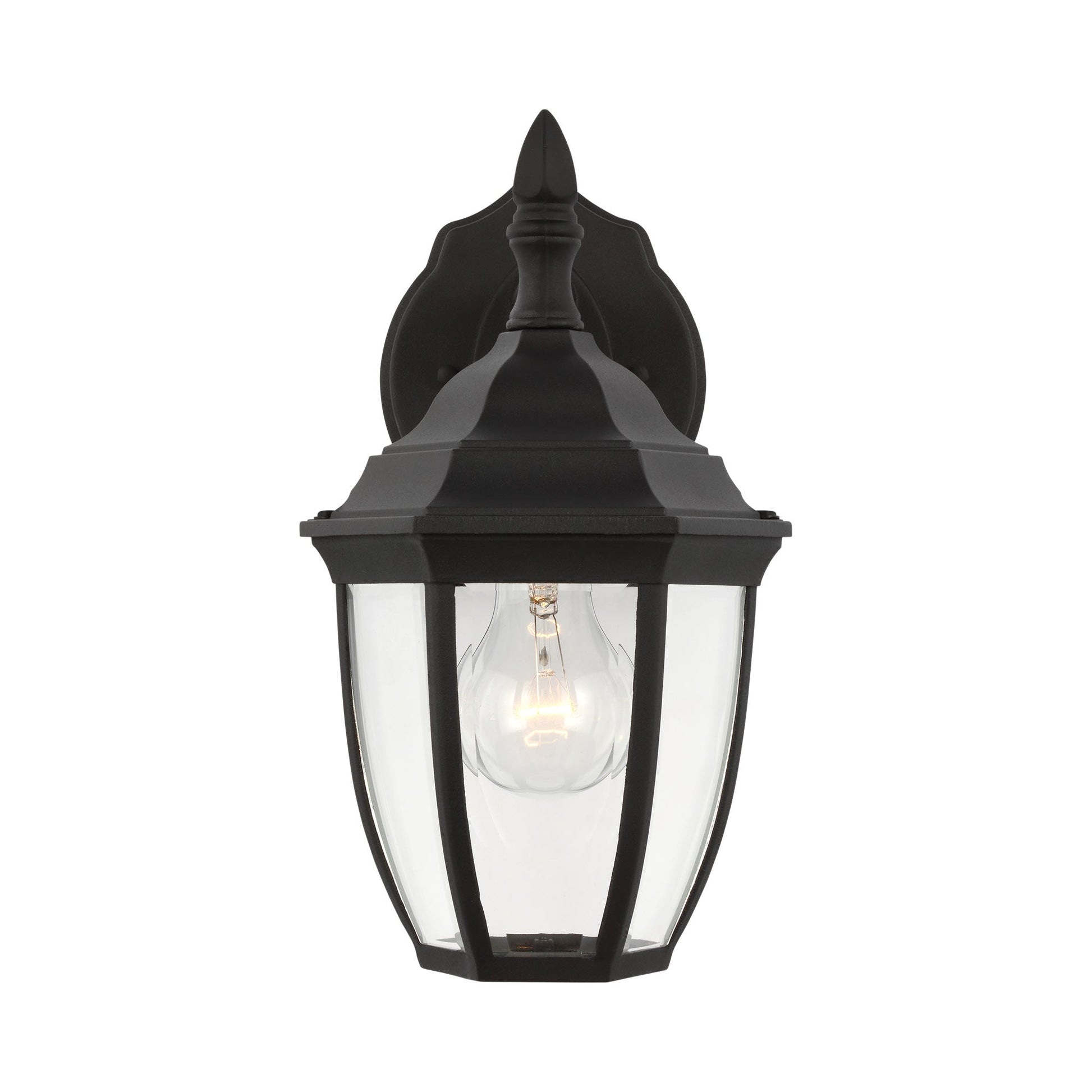 Bakersville Outdoor Oval Wall Light in Black (Clear Beveled).
