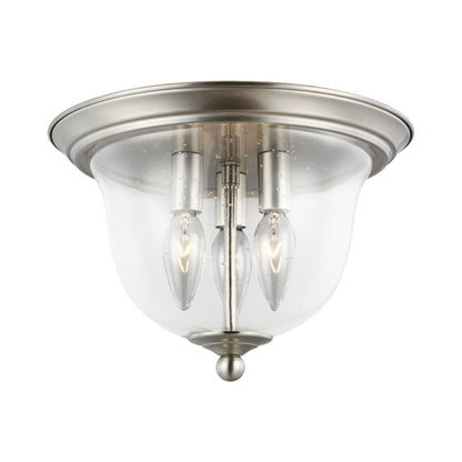 Belton Flush Mount Ceiling Light in Brushed Nickel.
