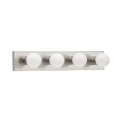 Center Stage Bath Wall Light in Brushed Stainless (4-Light).