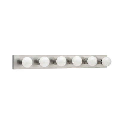 Center Stage Bath Wall Light in Brushed Stainless (6-Light).