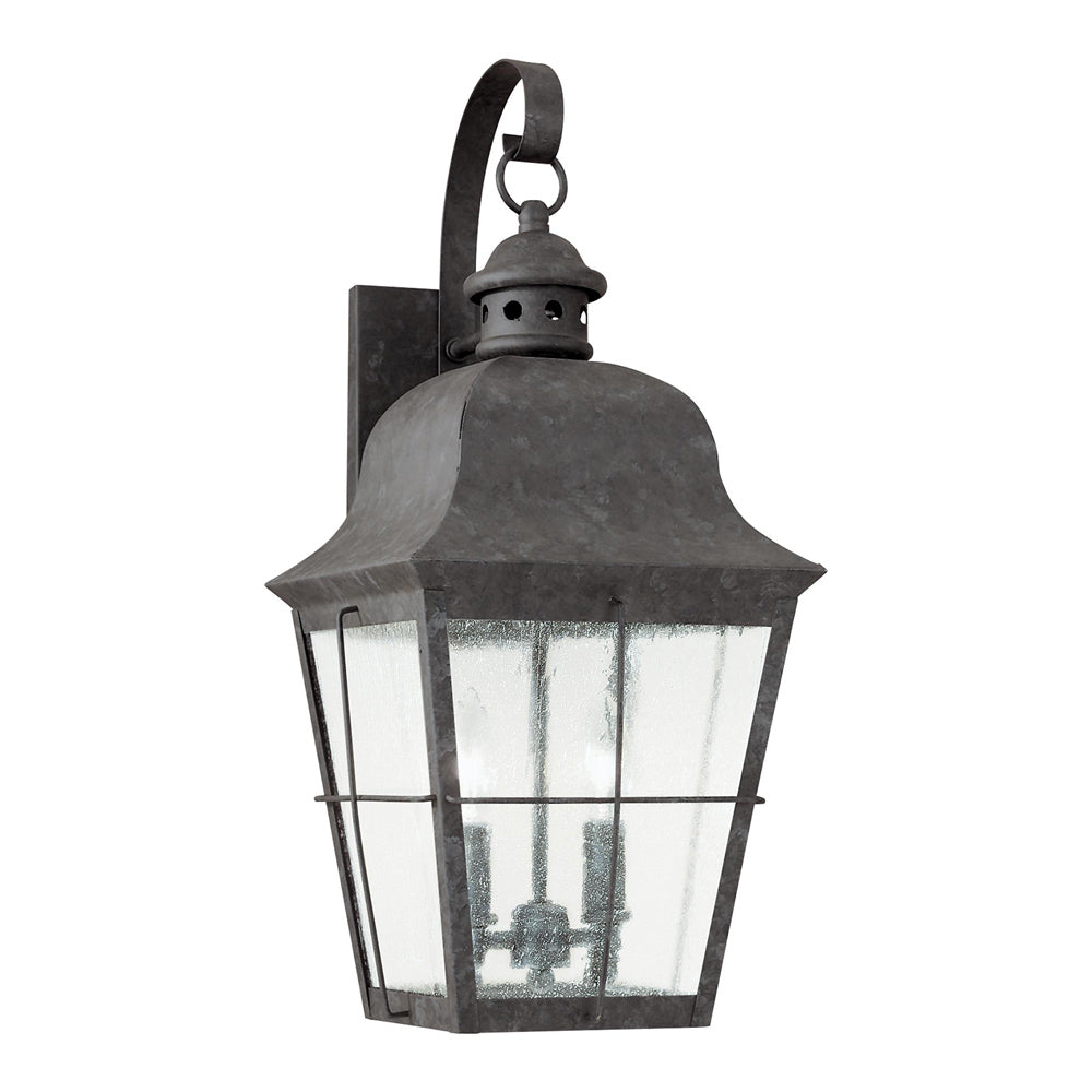Chatham Outdoor Wall Light in Oxidized Bronze/Clear Seeded (21-Inch).