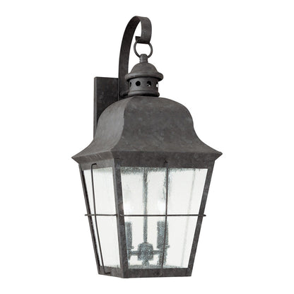 Chatham Outdoor Wall Light in Oxidized Bronze/Clear Seeded (21-Inch).