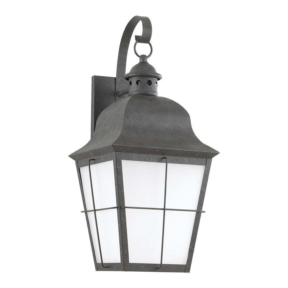 Chatham Outdoor Wall Light in Oxidized Bronze/Frosted Seeded (21-Inch).