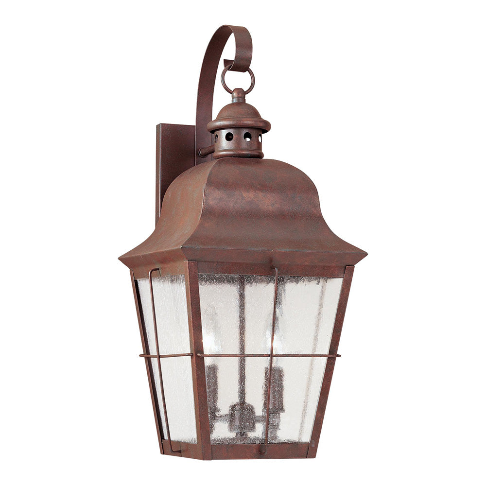 Chatham Outdoor Wall Light in Weathered Copper/Clear Seeded (21-Inch).