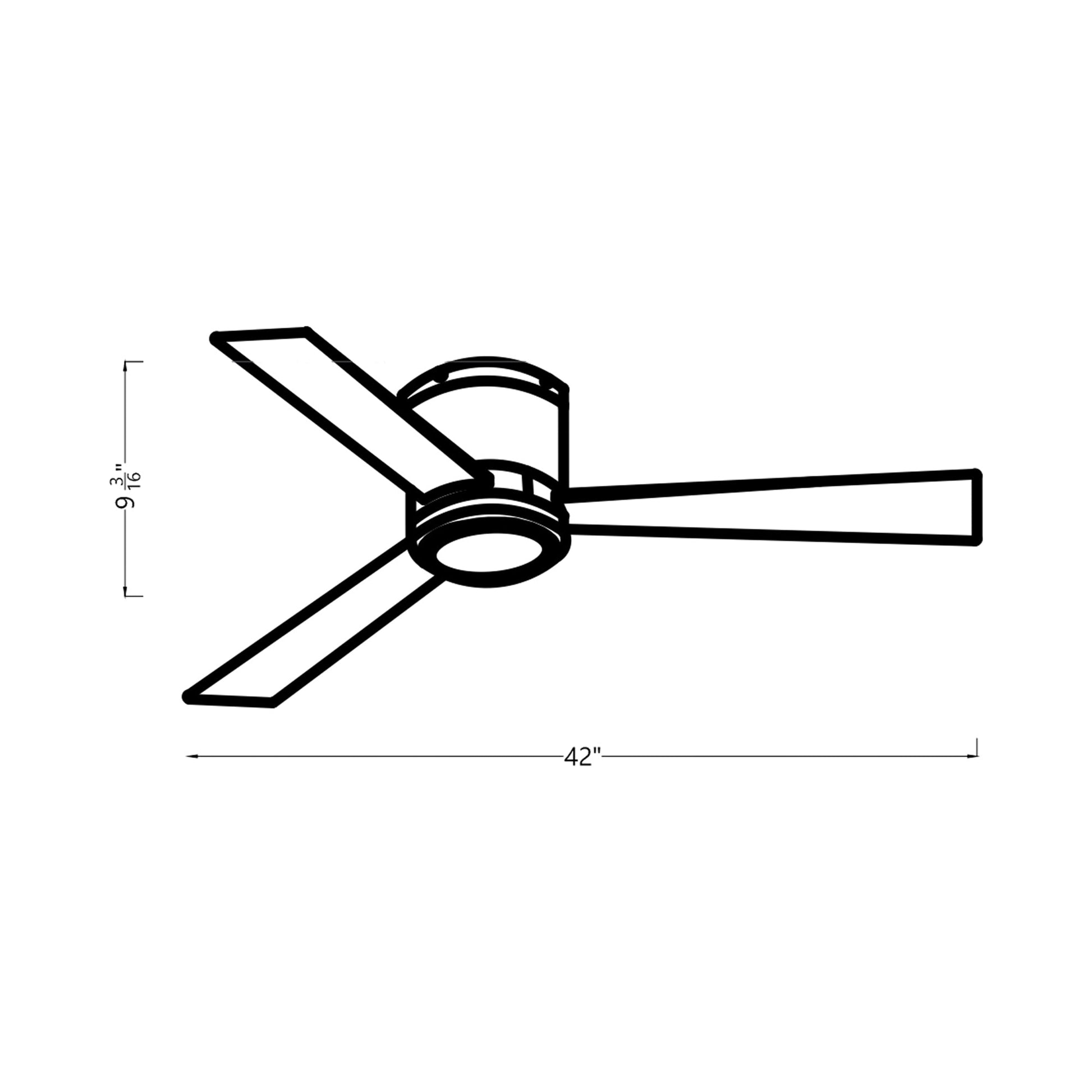 Clarity II LED Ceiling Fan - line drawing.