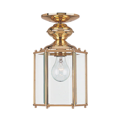 Classico Outdoor Semi-Flush Convertible Pendant Light in Polished Brass.