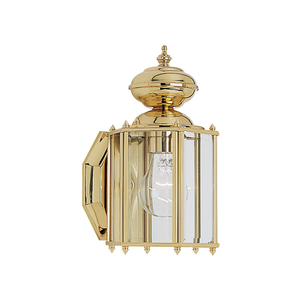 Classico Outdoor Wall Light in Polished Brass (10.5-Inch).