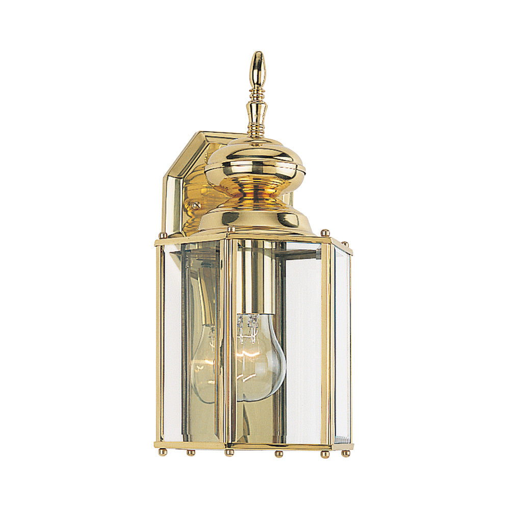 Classico Outdoor Wall Light in Polished Brass (12.25-Inch).