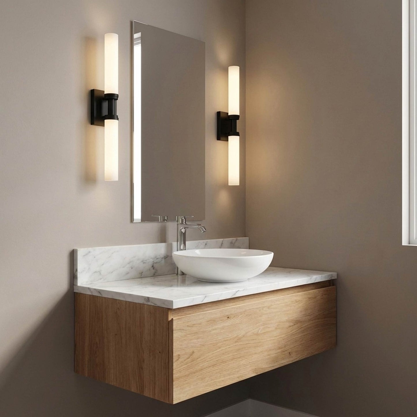 Coles LED Bath Vanity Light in bathroom.