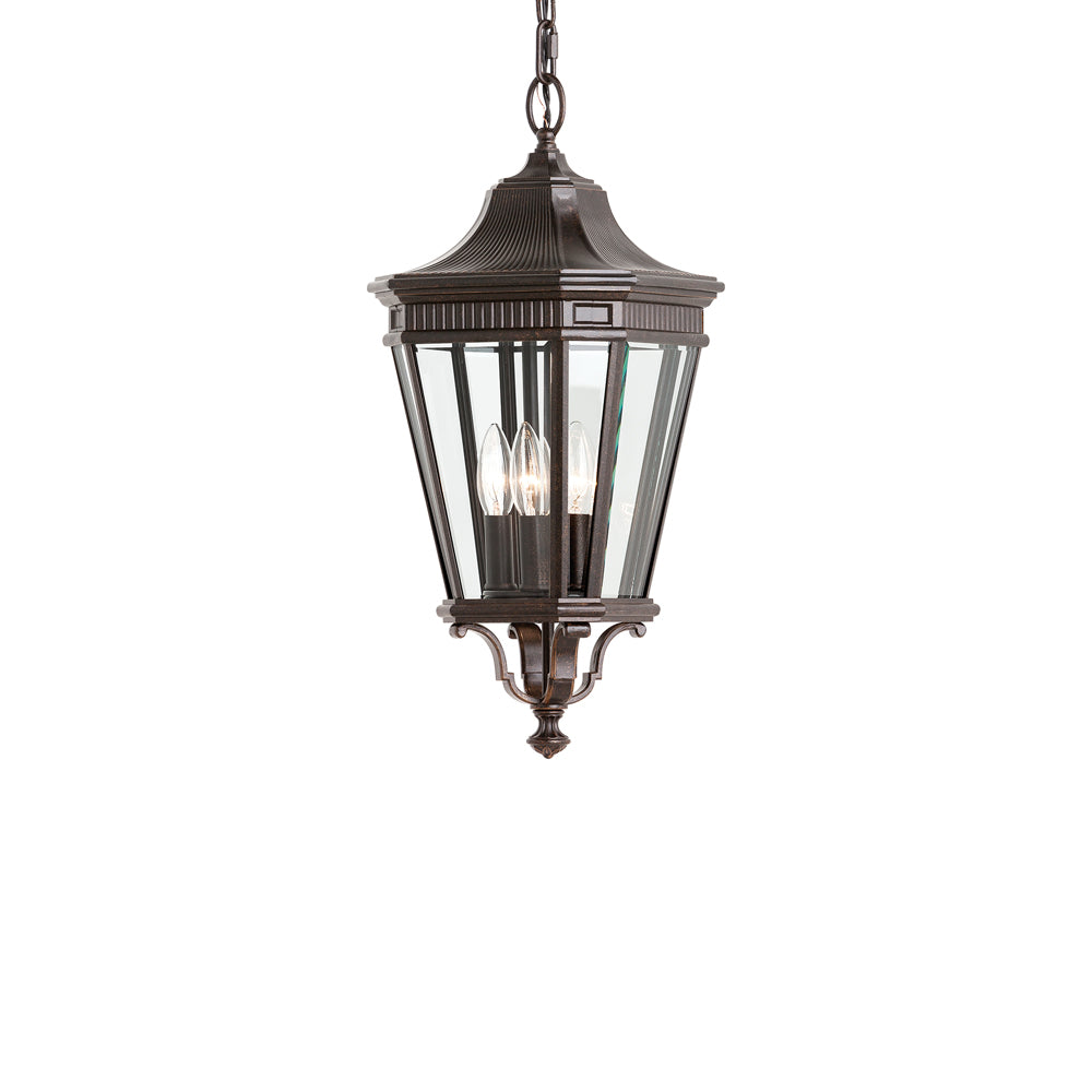 Cotswold Lane Outdoor Pendant Light in Grecian Bronze/Clear Beveled (Small).