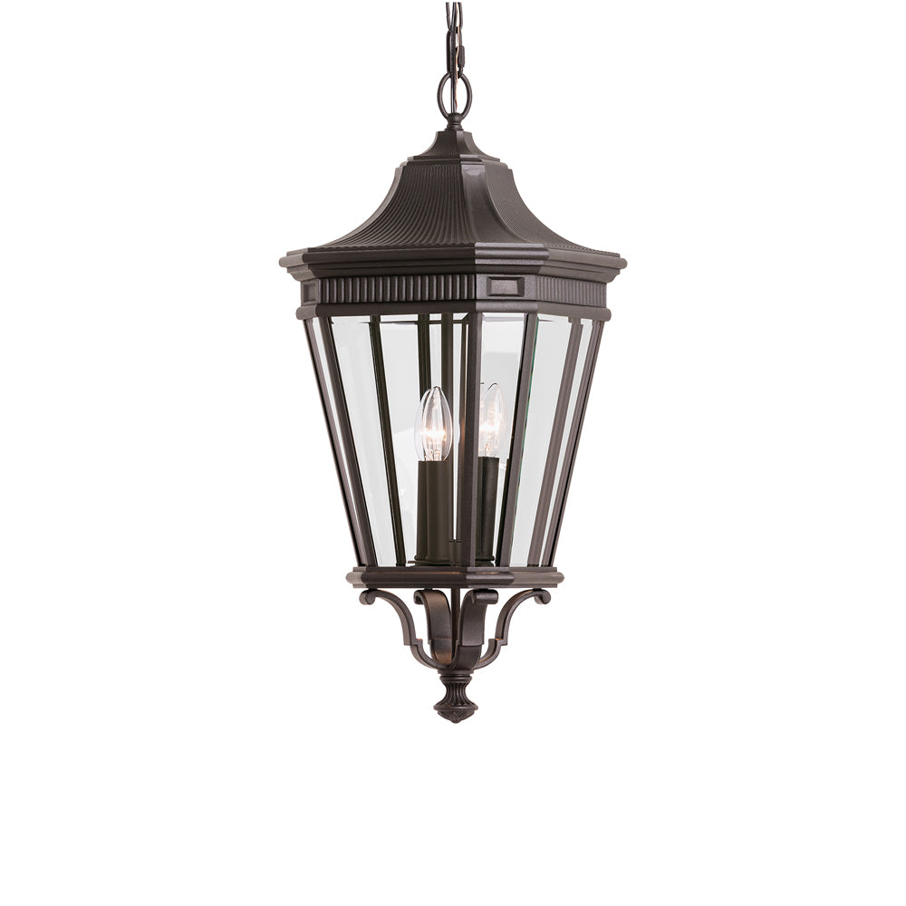 Cotswold Lane Outdoor Pendant Light in Grecian Bronze/Clear Beveled (Medium).