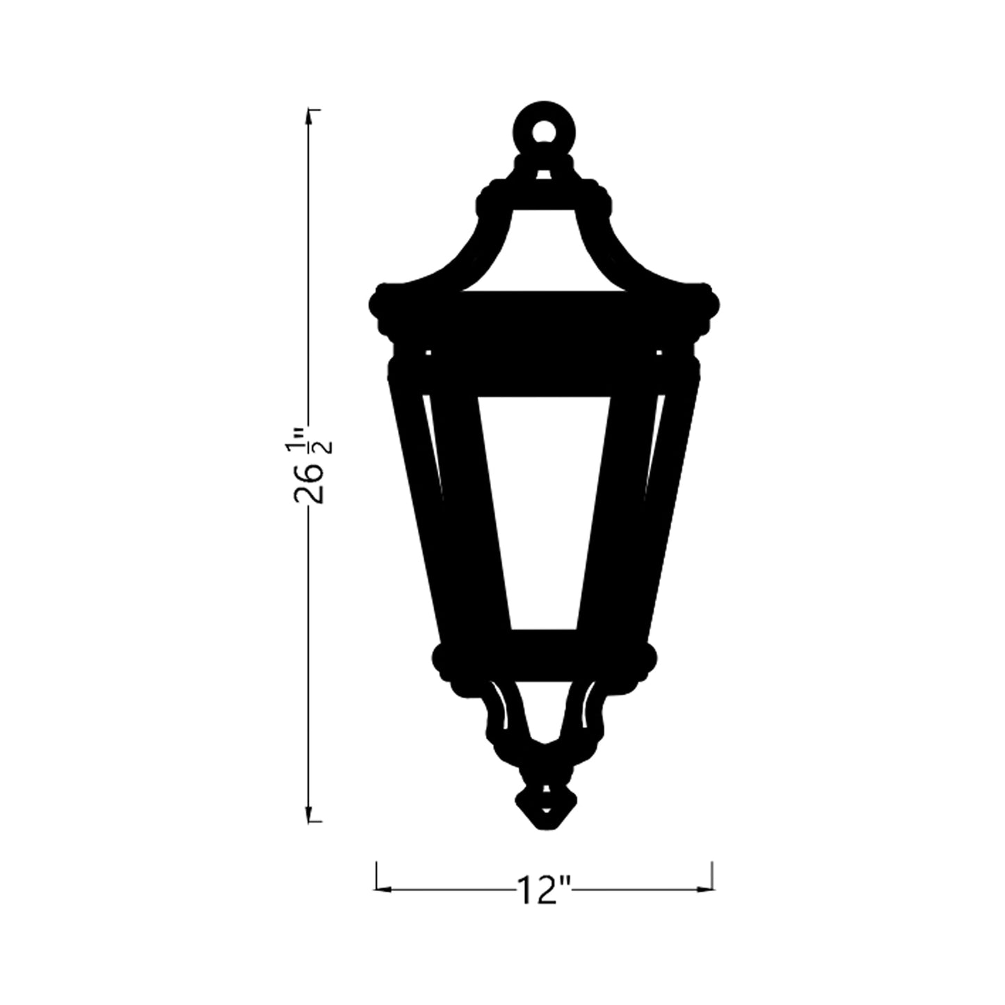Cotswold Lane Outdoor Pendant Light - line drawing.
