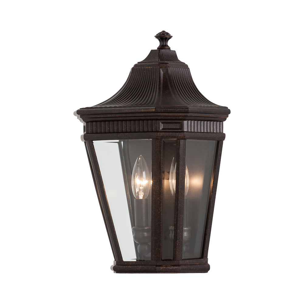Cotswold Lane Outdoor Pocket Wall Light in Grecian Bronze/Clear Beveled.