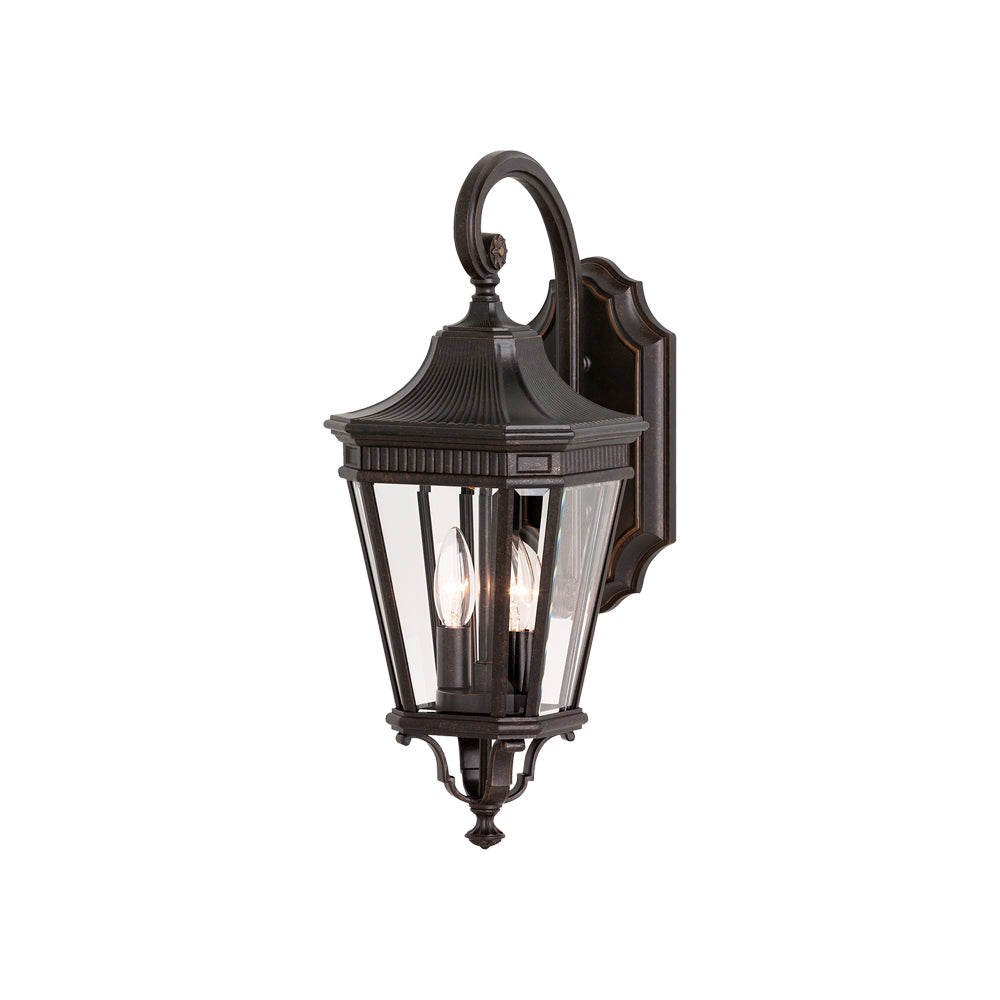 Cotswold Lane Outdoor Wall Light in Grecian Bronze/Clear Beveled (Small).