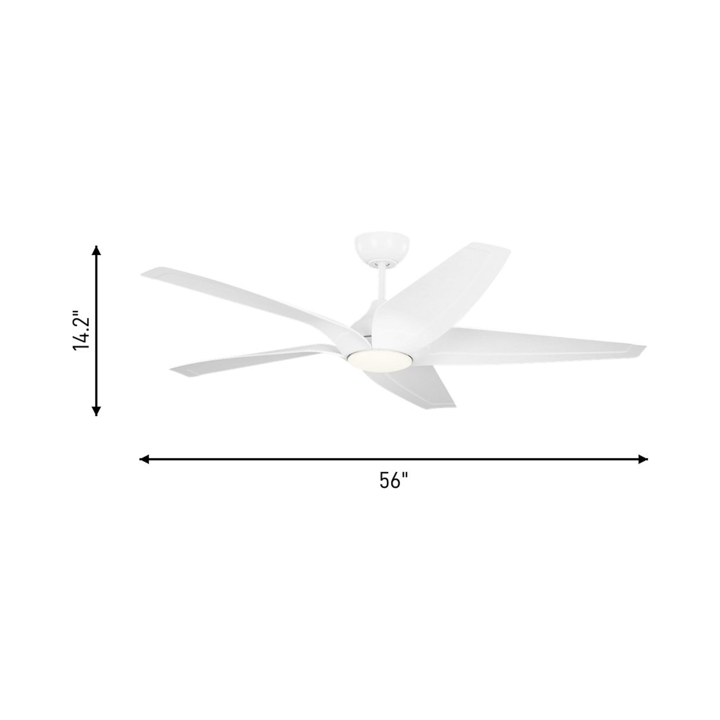 Dellwood Coastal Smart LED Ceiling Fan - line drawing.