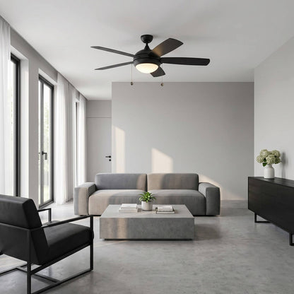 Discus Outdoor LED Ceiling Fan in living room.