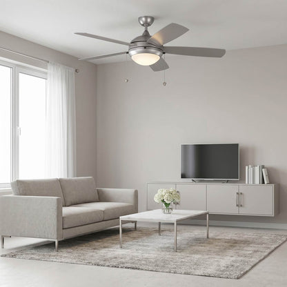 Discus Outdoor LED Ceiling Fan in living room.