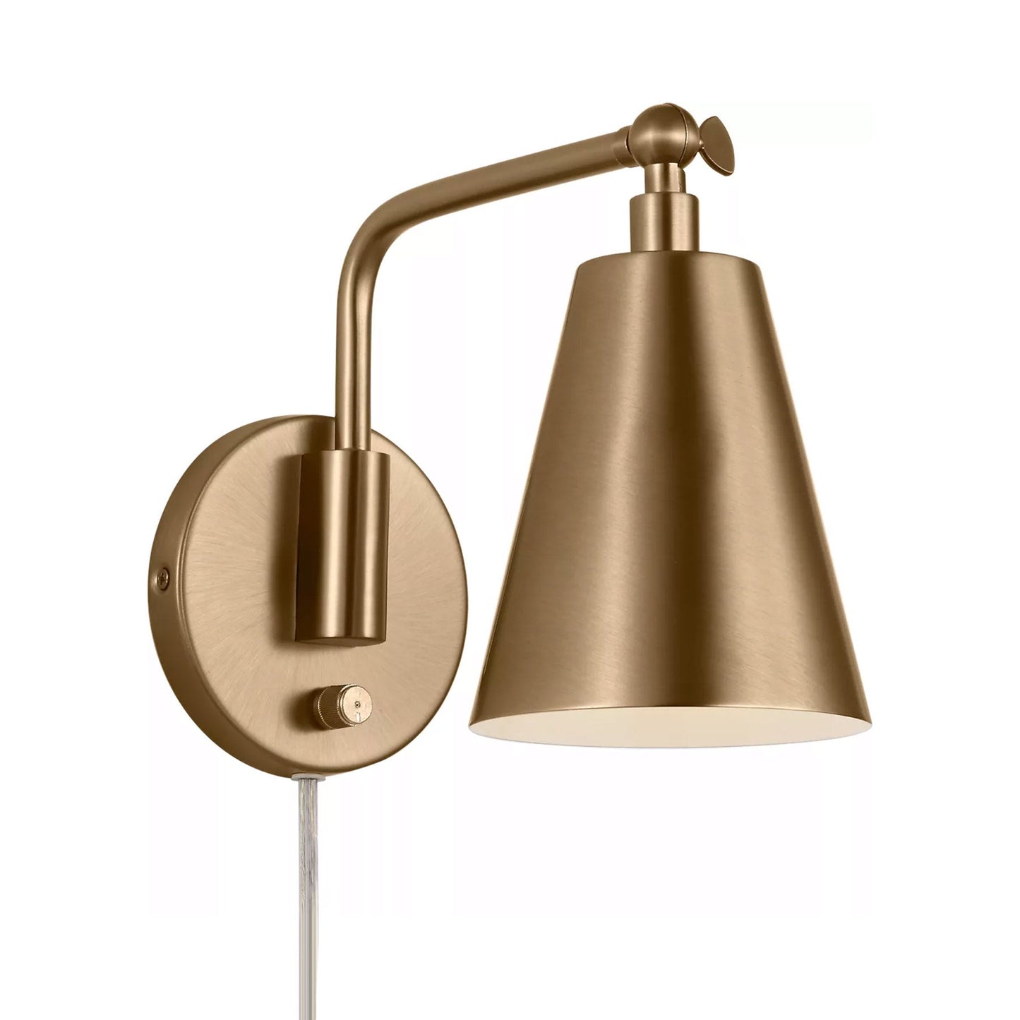 Drae Wall Light in Satin Brass.