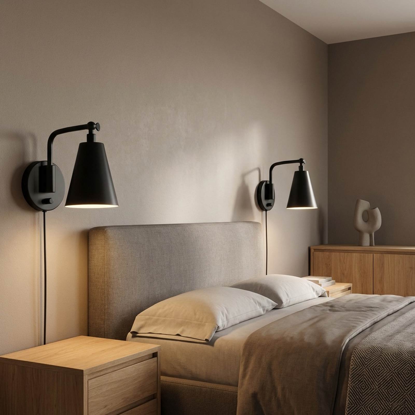 Drae Wall Light in bedroom.