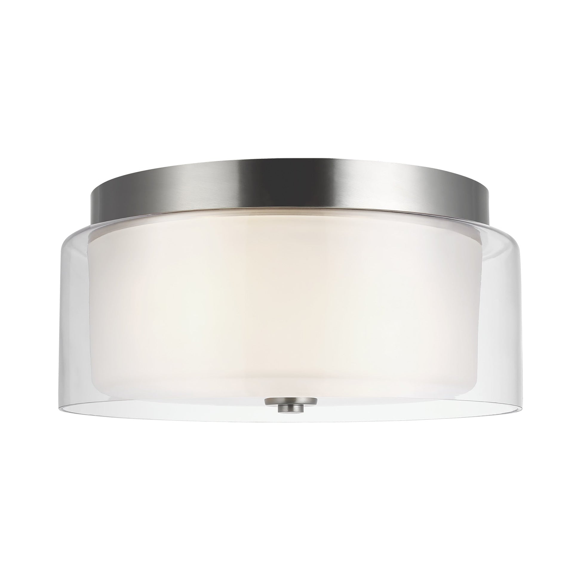 Elmwood Park Flush Mount Ceiling Light in Brushed Nickel.