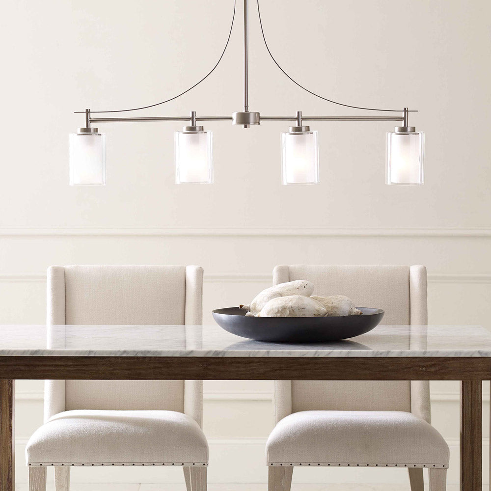 Elmwood Park Linear Pendant Light in dining room.
