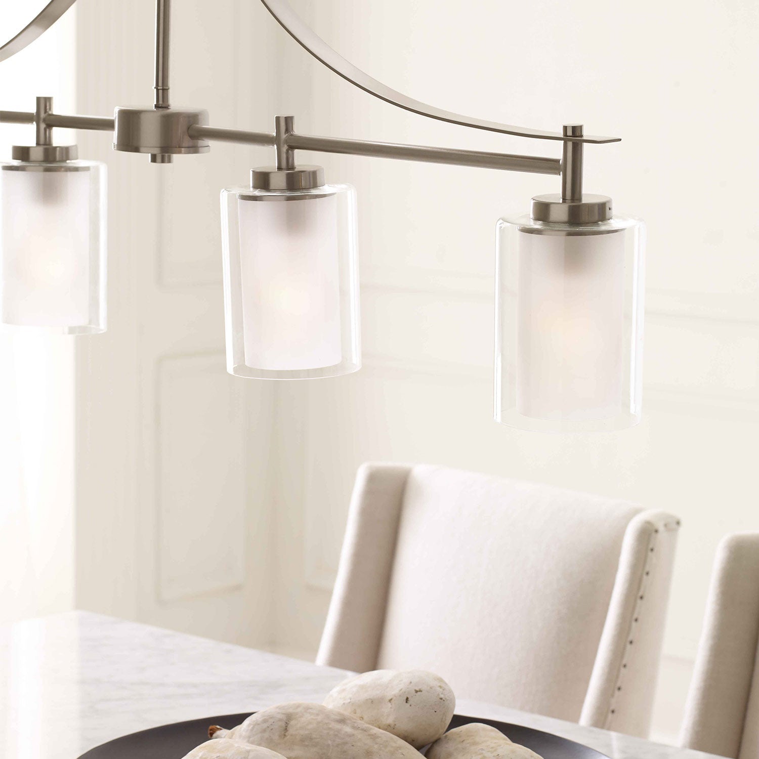 Elmwood Park Linear Pendant Light in dining room.