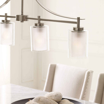 Elmwood Park Linear Pendant Light in dining room.