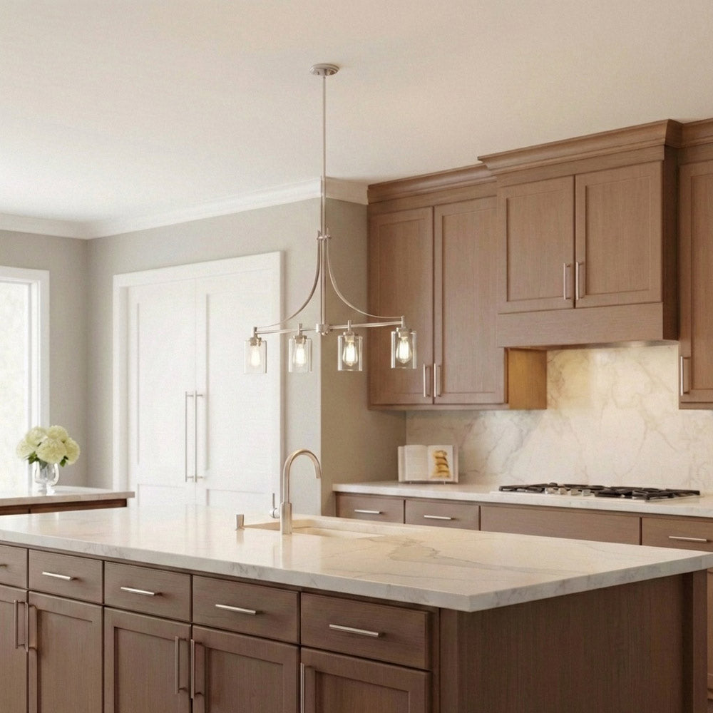 Elmwood Park Linear Pendant Light in dining room.
