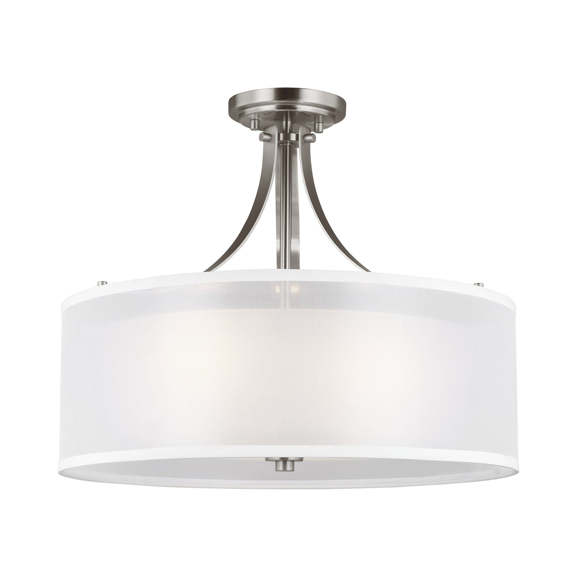 Elmwood Park Semi-Flush Mount Ceiling Light in Brushed Nickel (3-Light).
