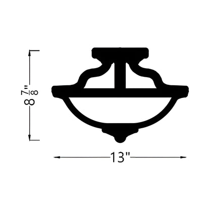 Emmons Semi-Flush Mount Ceiling Light - line drawing.